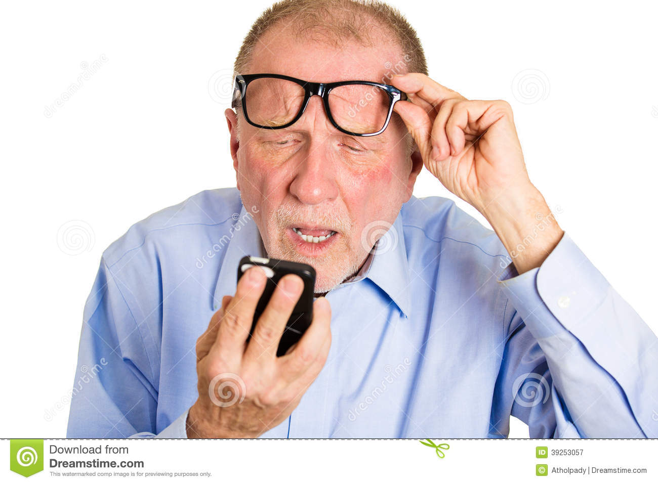 Old man texting